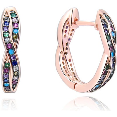 AGATO Originální pozlacené náušnice s barevnými zirkony AGUC2252-ROSE