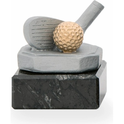 Trofej luxusní se symbolem golfu výška 8 cm stříbrná/zlatá
