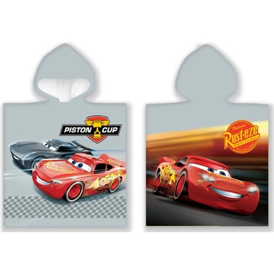 Carbotex Detské chlapčenské plážové pončo osuška s kapucňou Autá Cars motív Piston Cup 50 x 110 cm