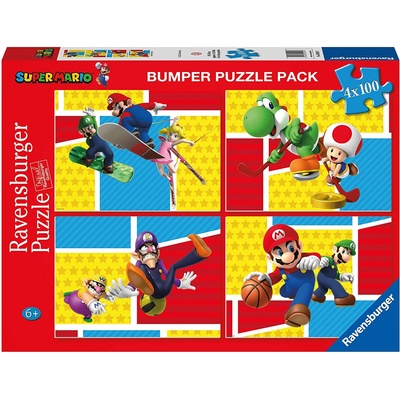 Ravensburger Пъзел Ravensburger от 4 х 100 части - Супер Марио (5195)