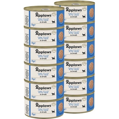Applaws Консерва за котки с риба тон и рак в бульон 12 x 70 г