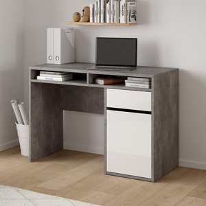  Бюро Function Plus с врата и чекмедже Бетон и бял гланц