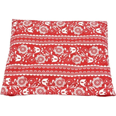 TORF Възглавница с черешови костилки, червено-бял фолклорен мотив, 19 x 18 см