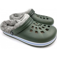 TexBase Pánské clogsy s kožíškem khaki