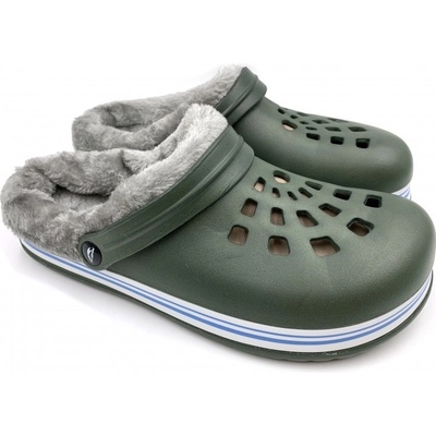 TexBase Pánské clogsy s kožíškem khaki – Zboží Mobilmania