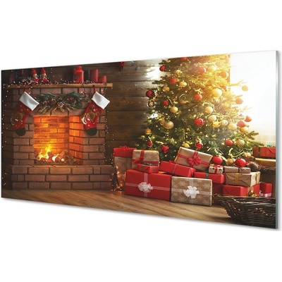 Obraz na skle Krb Vánoční dárky 100x50 cm – Hledejceny.cz