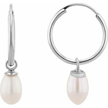 Eppi Zlaté visiace náušnice s bielymi perlami Cathy E46058