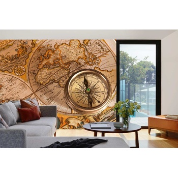 DIMEX ART s. r. o Самозалепваща се флизелинова фототапета винтидж компас на картата iii. 375 x 250 см