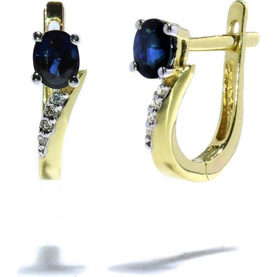 Blink-Blink Elegantné diamantové náušnice zo žltého zlata so Zafírom 3362ZZaG