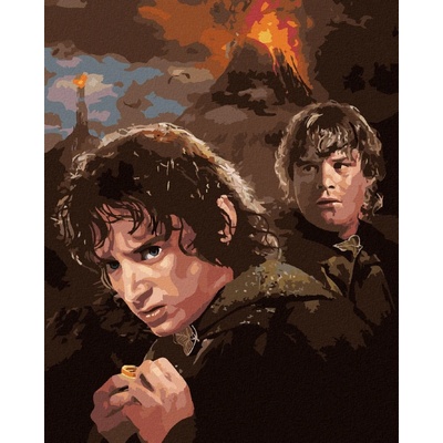 Zuty Frodo a sam u hory osudu pán prstenů 40 x 50 cm vypnuté plátno na rám 8596530237976