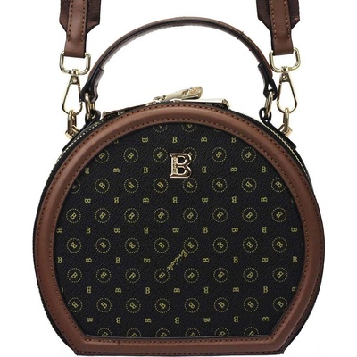Briciole 4129 dámská Ekologická Kůže crossbody černá s Hnědými Detaily a Zlatými Okovy