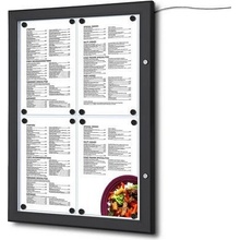 Showdown Displays Osvetlená magnetická vitrína Menu Black, jednokrídlová 4 x A4