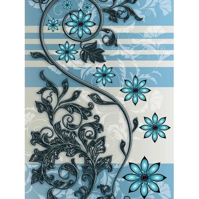 Preinterier Fototapeta panel - PL0099 - Kvetovaný ornament – nebeský vlies - 206cm x 275cm