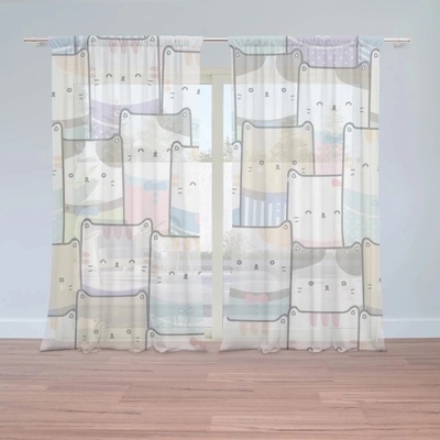 Sablio Záclony Kreslené mačiatka: 2ks 150x250cm