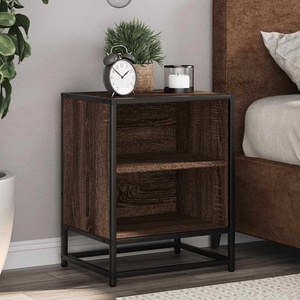 vidaXL Нощно шкафче Кафяв дъб 40x31x50 cm Изработена дървесина и метал (848707)