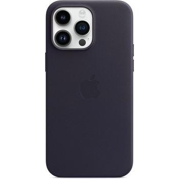 Apple iPhone Leather Case with MagSafe - оригинален кожен кейс (естествена кожа) с MagSafe за iPhone 14 Pro Max (тъмносин)