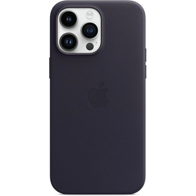 Apple iPhone Leather Case with MagSafe - оригинален кожен кейс (естествена кожа) с MagSafe за iPhone 14 Pro Max (тъмносин)