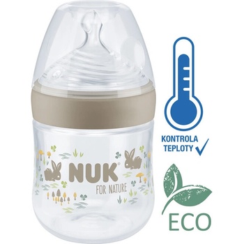 Nuk fľaša dojčenská For Nature s kontrolou teploty hnedá 150 ml