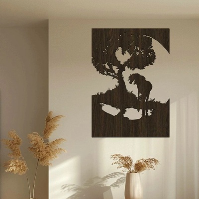 dřevo života Dřevěný obraz koně ŽIVOTNÍ ENERGIE Zvolte rozměr (cm): 68x95, Zvolte barvu dekoru: Wenge
