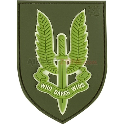 Gumová nášivka Jackets to Go znak SAS - olivová