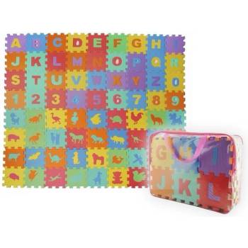 Danapo Pěnové puzzle zvířata číslice a písmena barevné koberec 72ks
