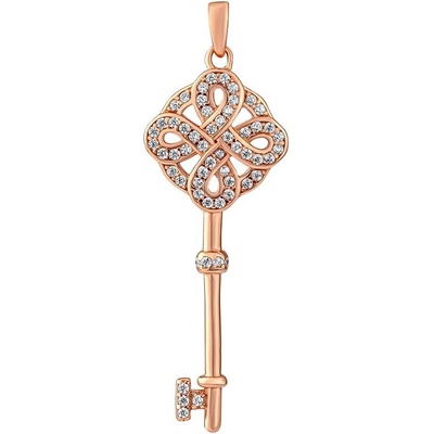 SILVEGO Stříbrný přívěsek klíč Narnia pozlacený růžovým zlatem s Brilliance Zirconia JJJHP0547RGP