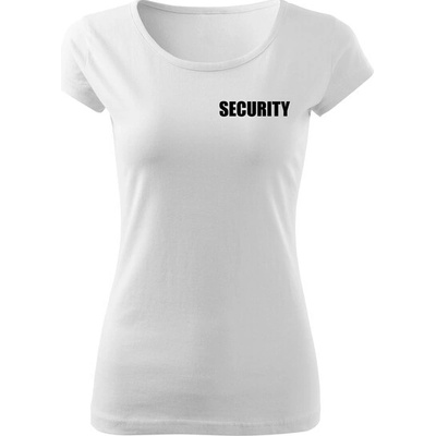 DRAGOWA dámske tričko s nápisom SECURITY biele