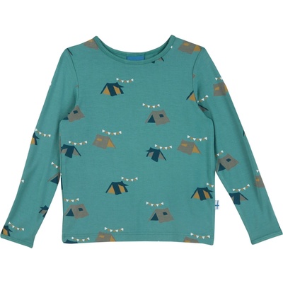 Finkid Детска блуза с дълъг ръкав Finkid Kid's Juhannus Sun Longsleeve - Deep Jungle - размер 90/100 (704-5779-0212)
