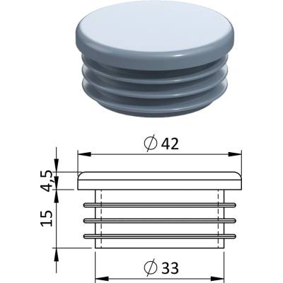 Vnútorná krytka guľatá ø 42 mm, plastová, sivá