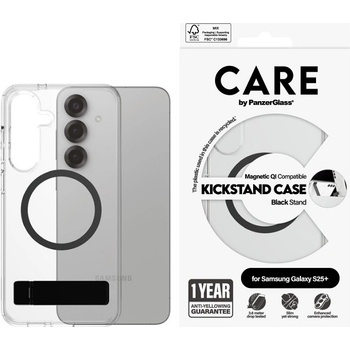 Panzer Калъф CARE - Kickstand, Galaxy S25 Plus, Black Qi, прозрачен (5715685016486)