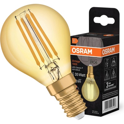 Osram LED žiarovka E14 P40 4W 35W 410lm 2400K Warm 300° Filament Vintage 1906