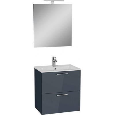 VITRA Mia skříňka s umyvadlem zrcadlem a osvětlením 59x61x39,5 cm antracit lesk - MIASET60A