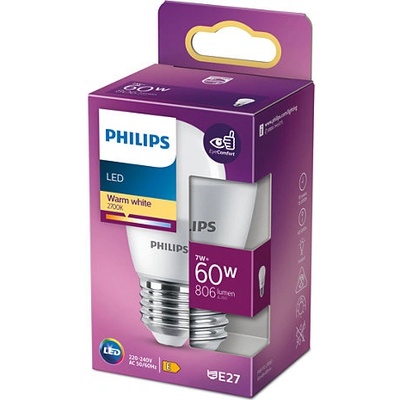 Philips 8718699772253 LED žárovka 1x7W E27 806lm 2700K teplá bílá, matná bílá, Eyecomfort