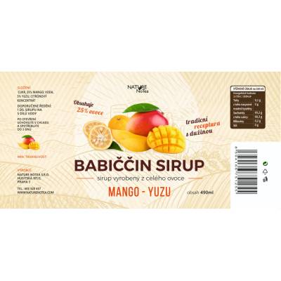 Nature NoTea Babiččin sirup Mango & Yuzu 0.5 l