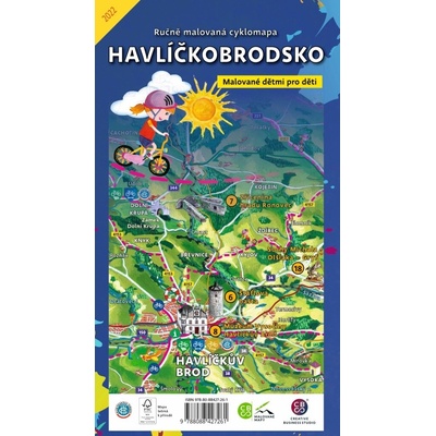 Ručně malovaná cyklomapa Havlíčkobrodsko