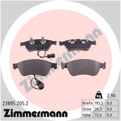 Sada brzdových platničiek kotúčovej brzdy ZIMMERMANN 23885.205.2