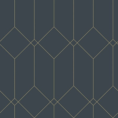 Esta Home 139225 Tmavě modrá geometrická vliesová tapeta zlaté linie rozměry 0,53 x 10,05 m