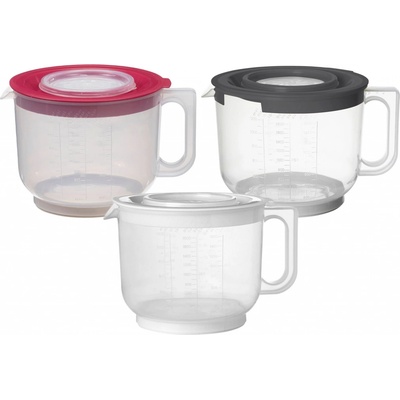 PLAST TEAM Odmerka, šľahacia misa 2 ls odmerkou a vekom, farby mix