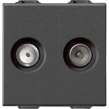 Vimar 09302.01. cm Коаксиална tv розетка tv-rd-sat единична връзка, два изхода, Карбон мат, neve up (09302.01.cm)