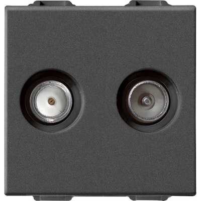 Vimar 09302.01. cm Коаксиална tv розетка tv-rd-sat единична връзка, два изхода, Карбон мат, neve up (09302.01.cm)