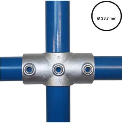 Konstrukční fitinka, spojka ocelových trubek pr. 33,7 mm – průběžný kříž (středový) 119-B34