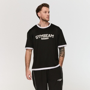 GymBeam Мъжка овърсайз тениска Varsity Black L