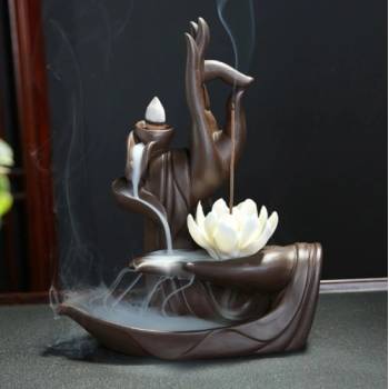 Kadidelnice se zpětným kouřem Buddhova dlaň s Lotosem - Hnědá