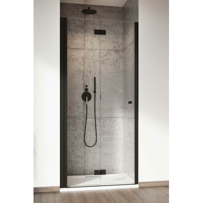 RADAWAY NES BLACK DWB 90cm ľavé dvere do niky, profil čierny, sklo číre, 10029090-54-01L