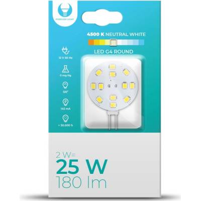 Forever Light LED žiarovka G4 Round 2W 12V 4500K 180lm