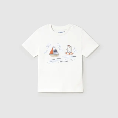 MAYORAL Тениска къс ръкав куче и лодка в бял цвят за мини момче Майорал