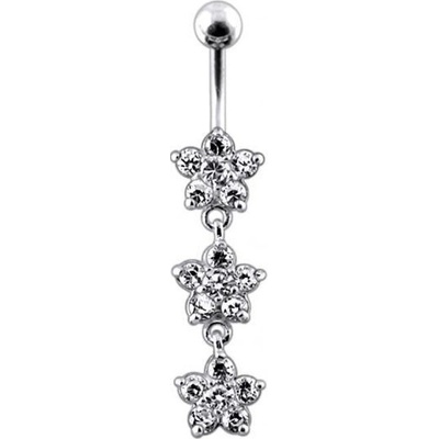 Šperky4U stříbrný piercing do pupíku kytičky BP01177-C