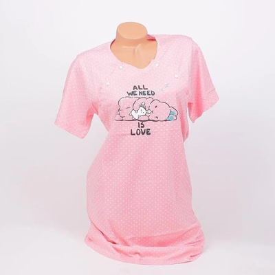 Нощница за кърмачки в розово на точки със зайчета