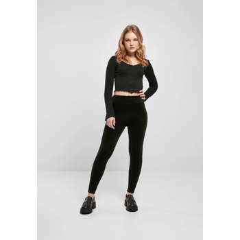 Urban Classics Дамски клин в черен цвят Urban Classics High Waist Velvet LeggingsUB-TB5425-00007 - Черен, размер S