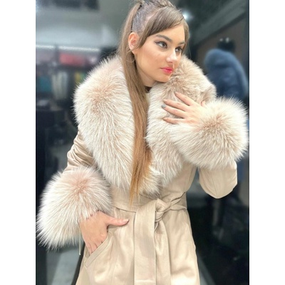 Max Original Leather dámsky kožený kabát REBECCA fur tortora Tortora